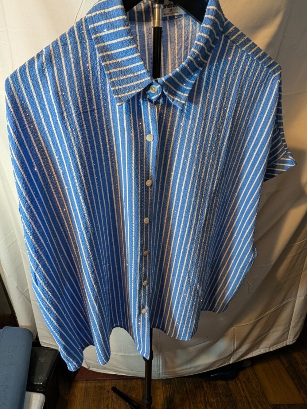 Kindred women's blouse sZ 3X blue/rhinestones NWOT